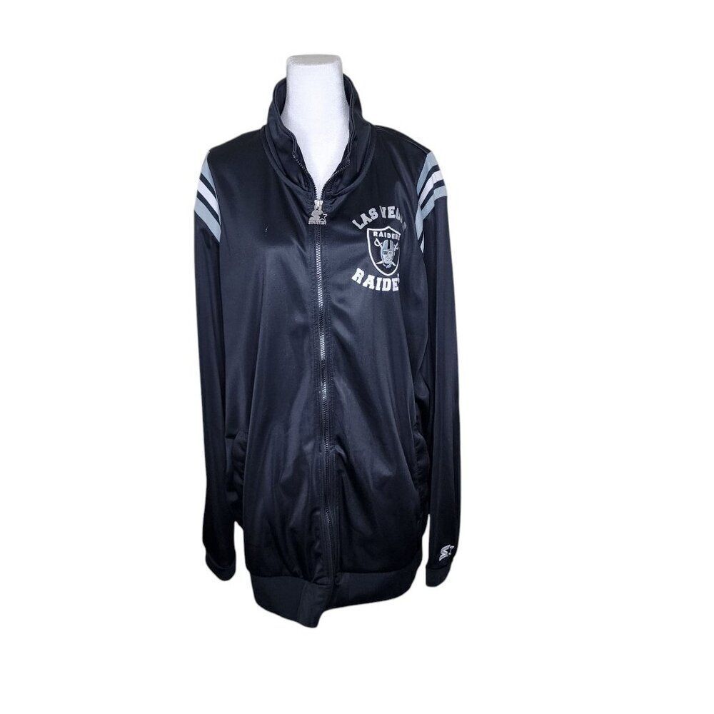 Starter Las Vegas Raiders Zip Up Sports Track Jacket Football Men Size XXL Black